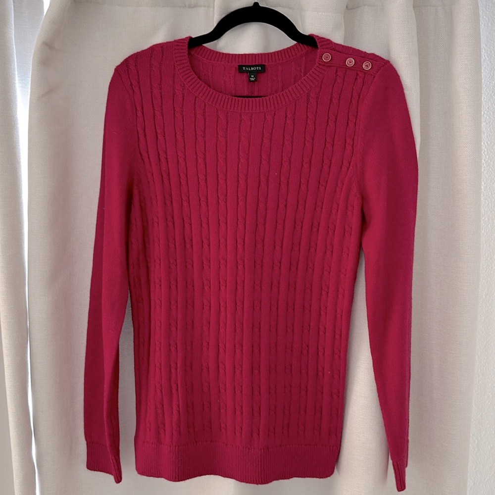 Talbots pink cable knit sweater NWT size M